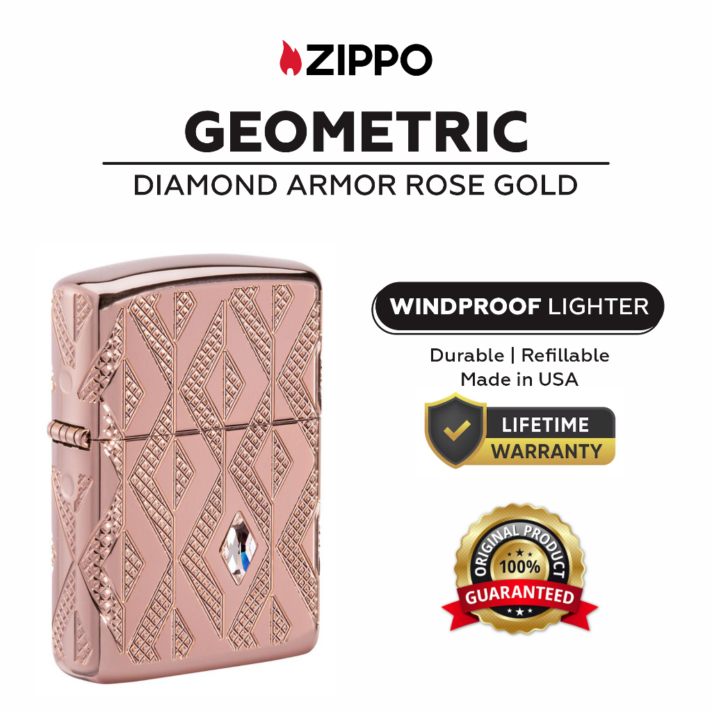 Zippo 49702, Geometric Diamond Design Armor Rose Gold