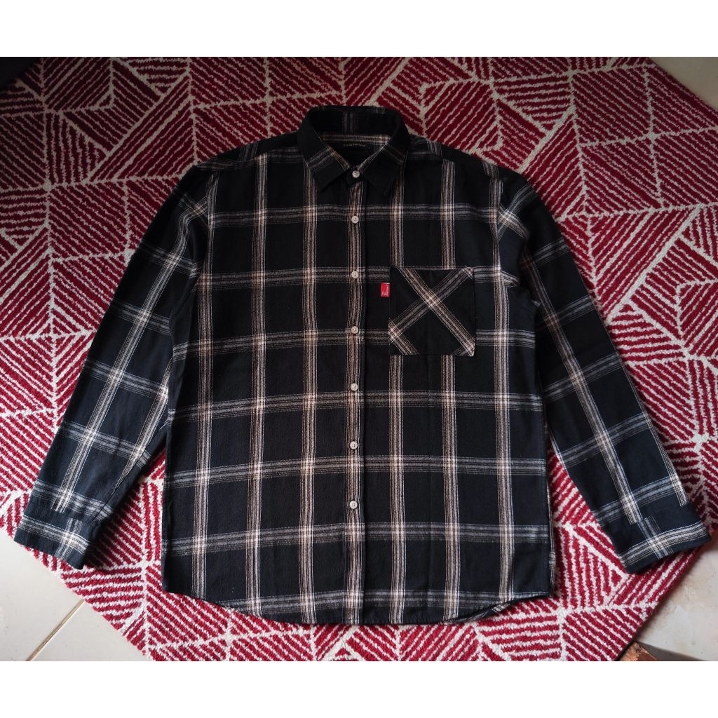 Kemeja Shirt Baju Fundamentalist Korea Kotak Kotak Flannel Single Pocket Skena Outer Outerwear Vinta