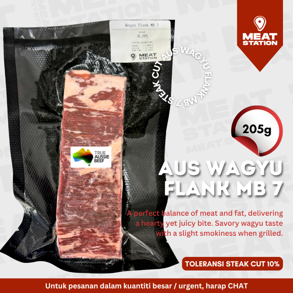 

AUS Wagyu Flank MB 7 205g / Beef Steak Cut / Beef Import