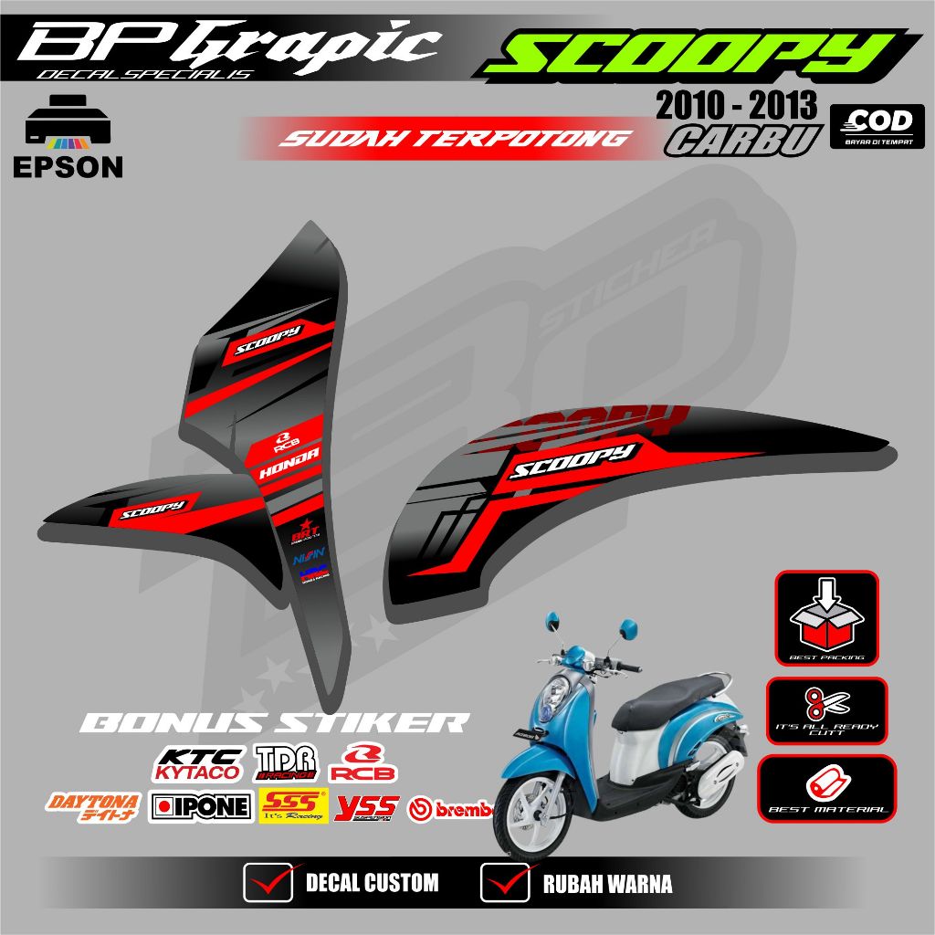 Striping Scoopy Karbu 2010 - 2013 stiker sticker setiker list variasi motor honda scoopy scoopi karb