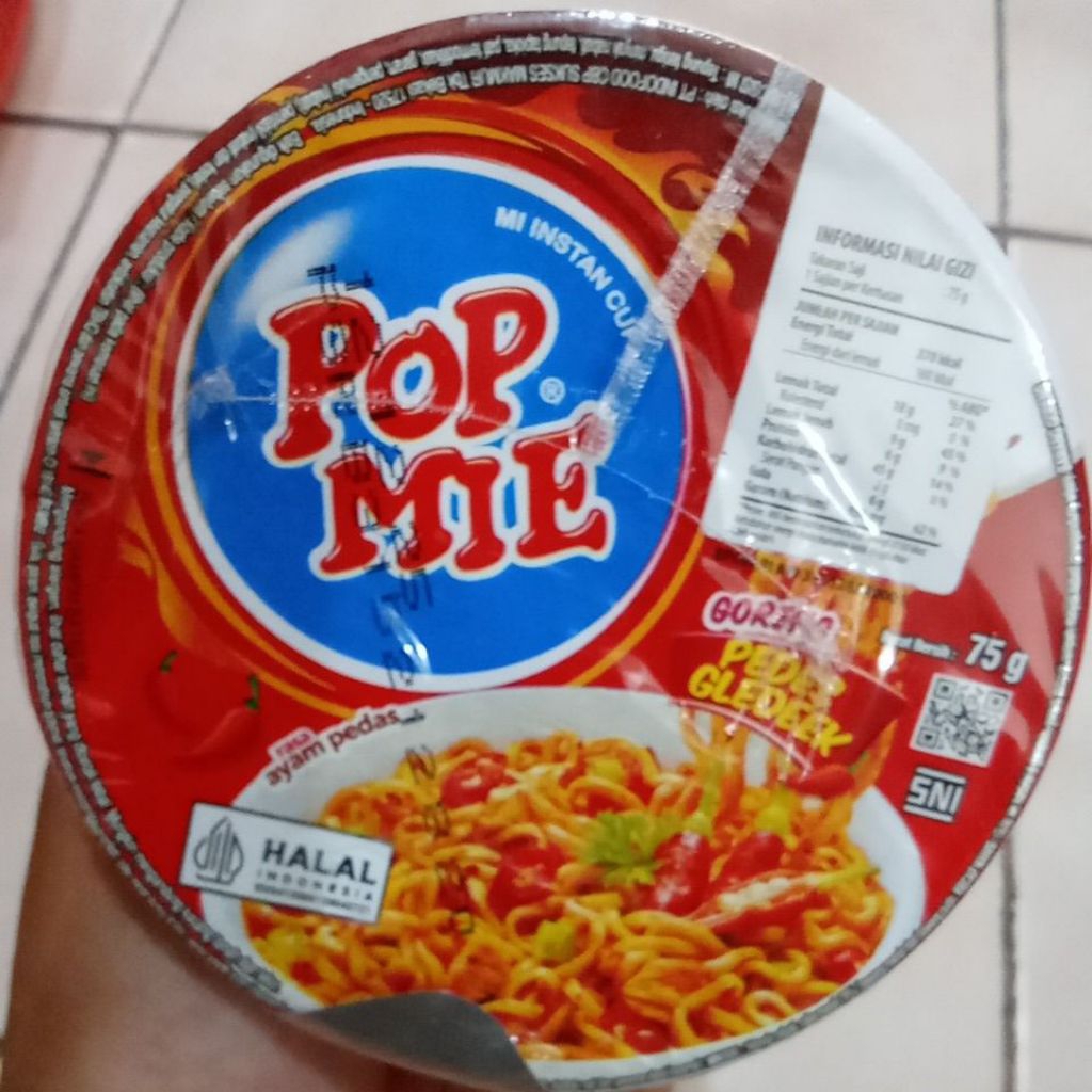

Pop Mie Mi Instan Cup Mi Goreng Pedes Gledek 75gr