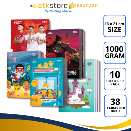 

Buku Tulis Sekolah / Buku Tulis Sinar Dunia / Buku Tulis Sidu 38 Lembar 1 pack (10 pcs )