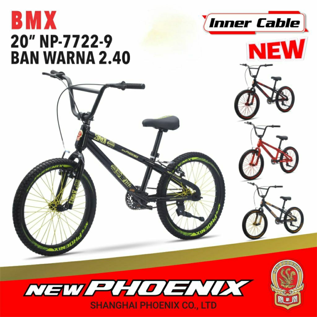 Sepeda BMX 20 inch Merk New Phoenix NP7722-9 Ban Warna 2.40