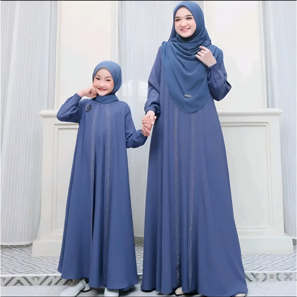 best deals h02 gamis putih abaya virral couple ibu & anak/crinkle mix swarosky/gamis couple ibu &