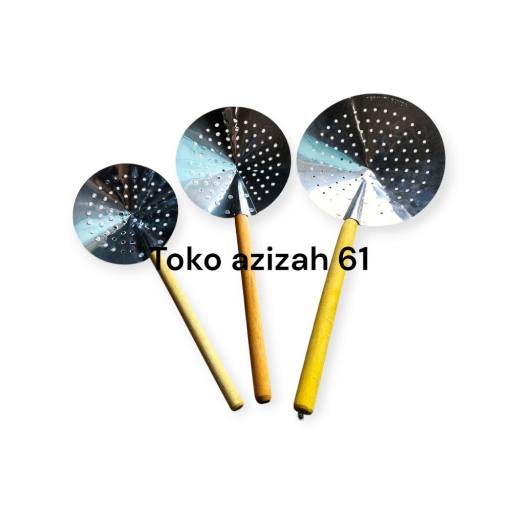 SEROK SARINGAN GORENGAN BAHAN STAINLESS STEEL GAGANG KAYU ANTI KARAT | SEROK GORENGAN |SEROK PENGGOR