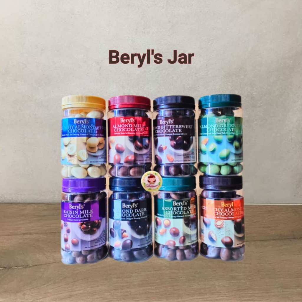 

Beryls coklat malaysia toples jar coklat almond Classic Tiramisu Almond Green Tea Milk White Choco ( SCP )