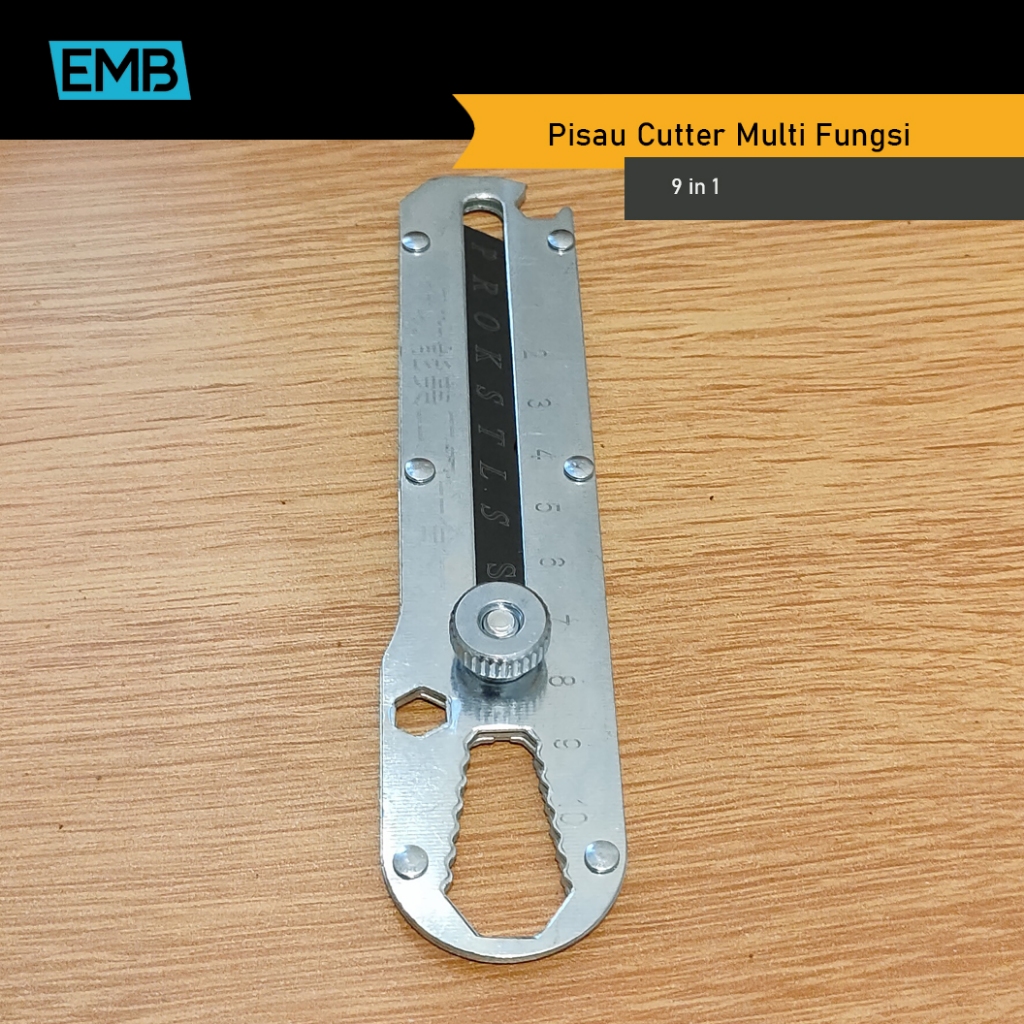

Pisau Cutter Stainless Besar9IN1/Alat Pemotong Kertas Pengencang Mur Pembuka Tutup Botol Multifungsi