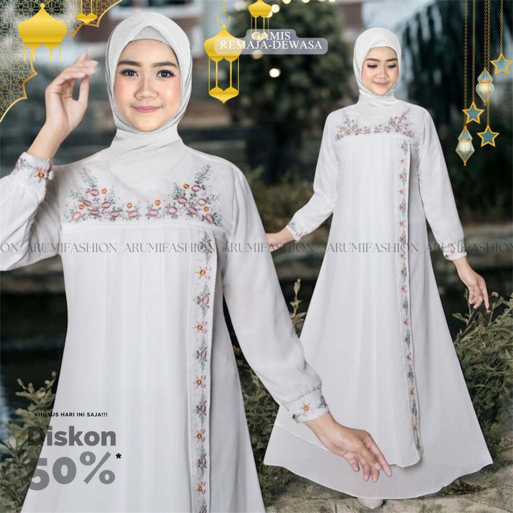 GAMIS DEWASA AISHA BORDIR ceruty babydoll puring higets premium mewah syar'i ellegant wanita muslima