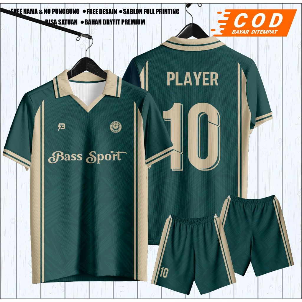 Jersey futsal jersey bola green cream baju futsal baju bola anak printing gratis nama nomor punggung