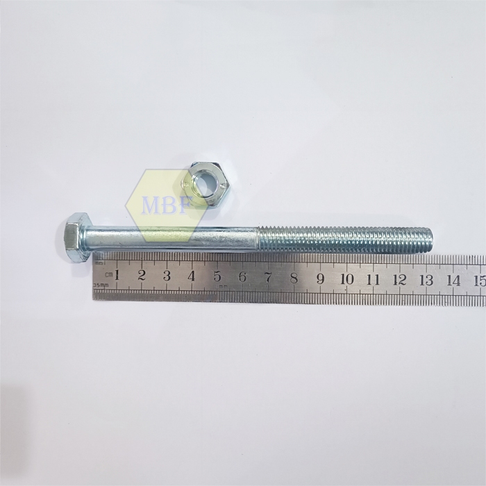 BMP M10 x 130 Baut Mur Hexagon Galvanis Putih M10x130