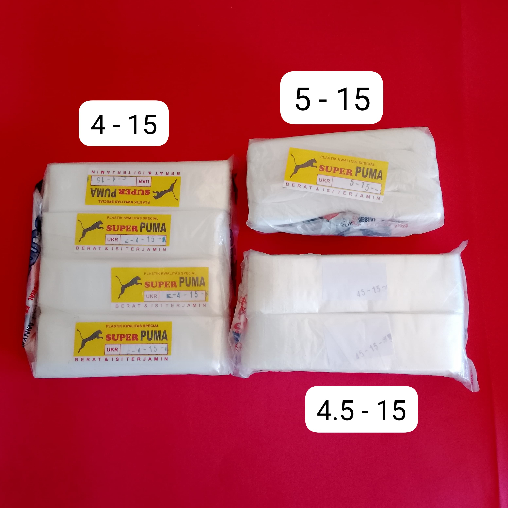 Plastik Es Lilin/sambal UK 4x15, 4.5x15, 5x15