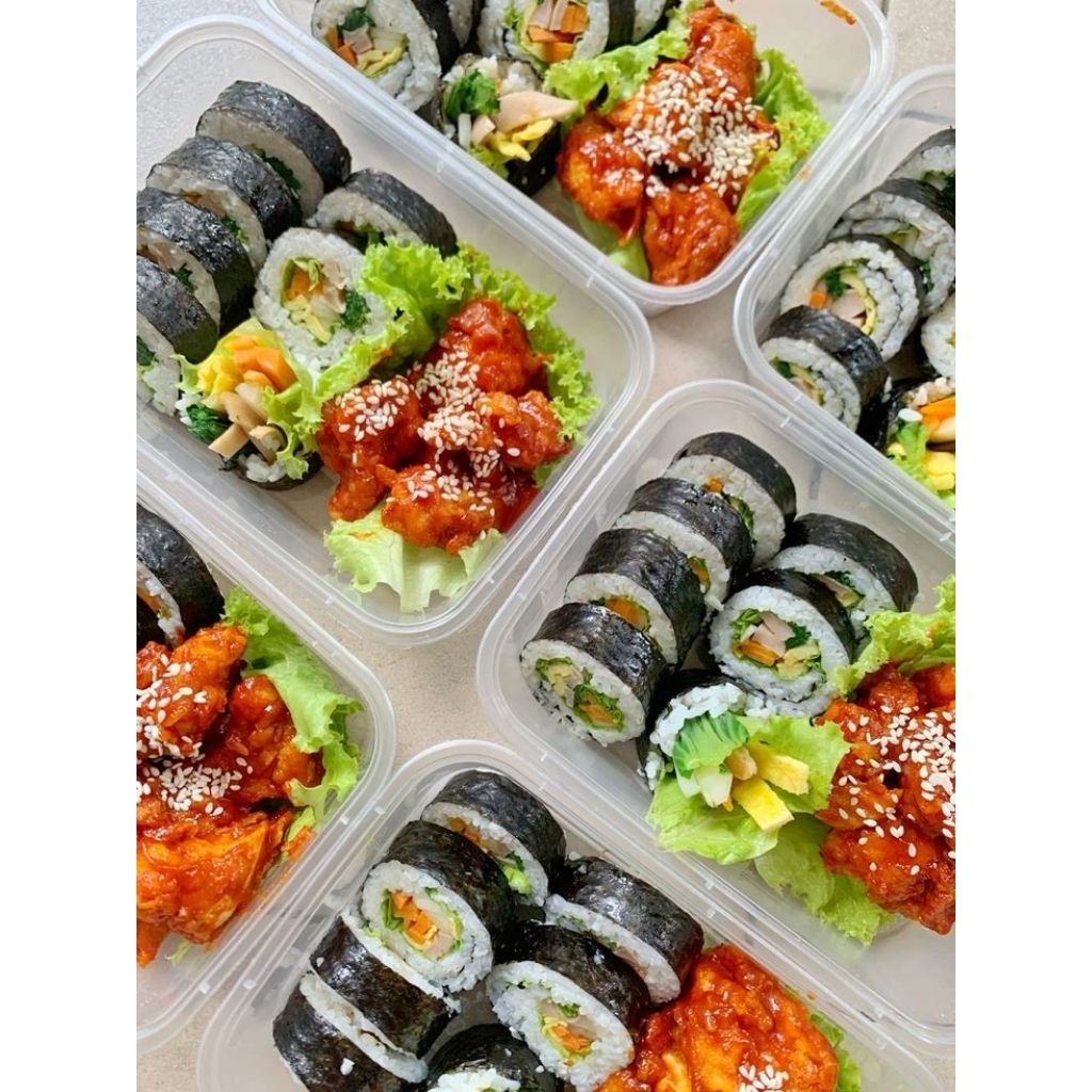 

kimbab sushi chicken popcron rasa barbeque