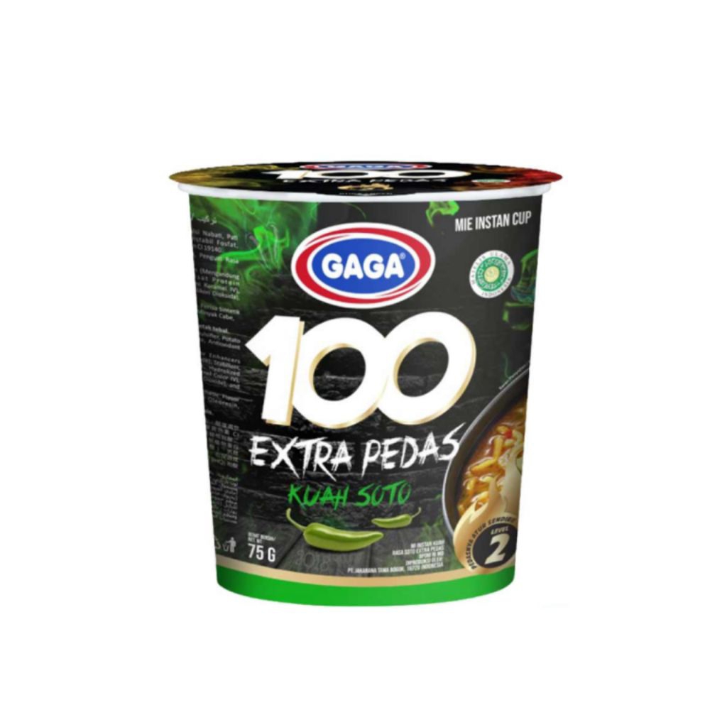 

Gaga Mie 100 Extra Pedas Kuah Soto Cup 75Gr