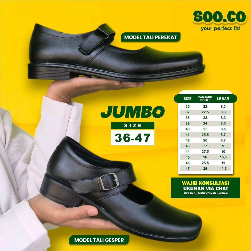 SOO.CO | SEPATU WANITA JUMBO UKURAN 36 43 44 45 46 47 SEPATU PANTOFEL WANITA SEPATU PASKIBRA CEWEK /