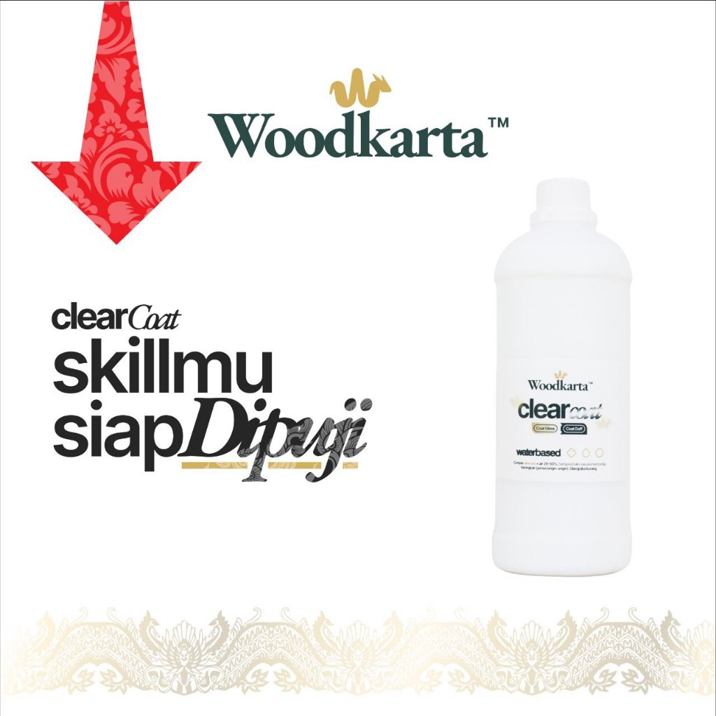 Woodkarta Cat Clear gloss/ clear doff mate Waterbassed Pernis Varnish 1kg top coating