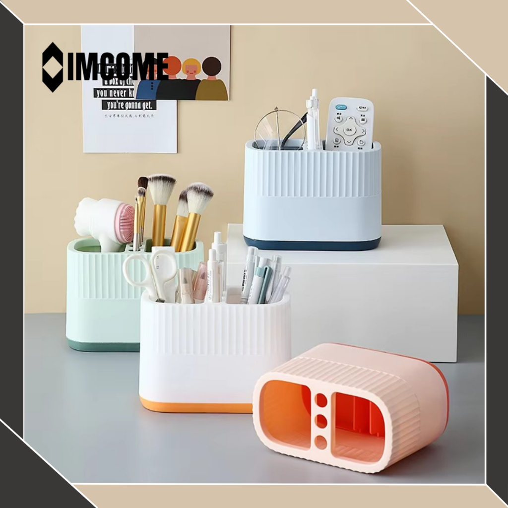 

IMCOME Tempat Pensil Alat Tulis Meja Belanjar Kerja 3 Sekat Estetik Desk Organizer Alat Tulis Sekolah Kantor Serbaguna Plastik