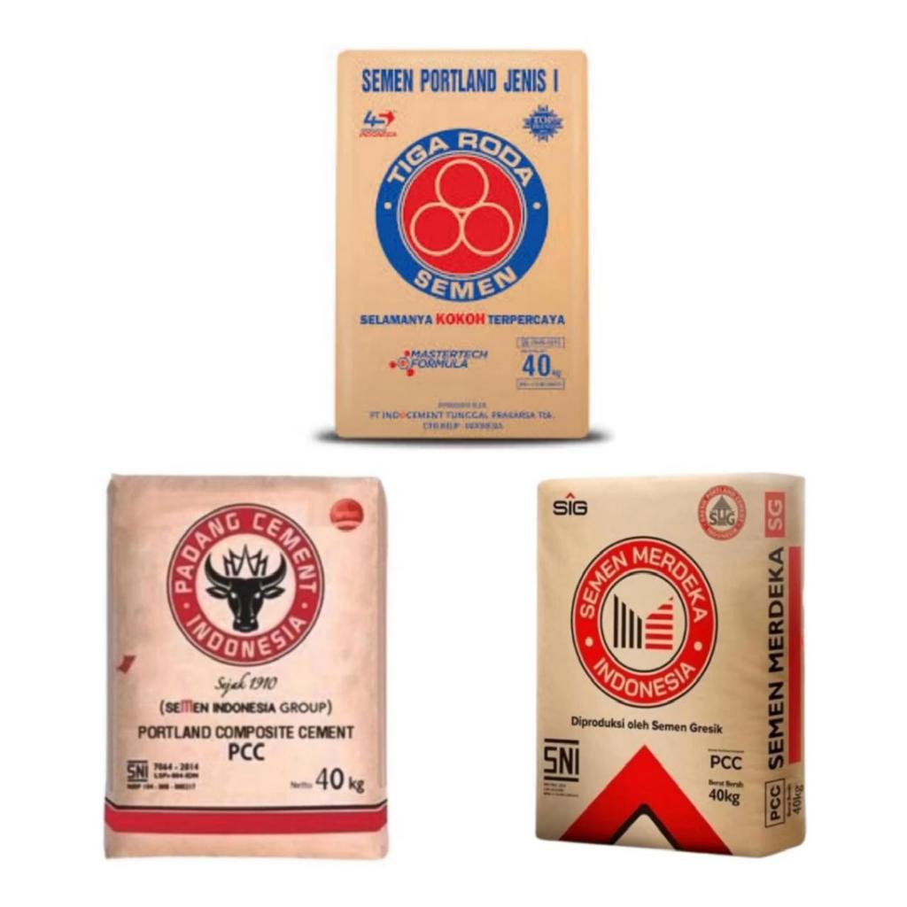 SEMEN 40KG TIGA RODA/GRESIK/MERDEKA (KHUSUS OJEK/GRAB INSTANT)