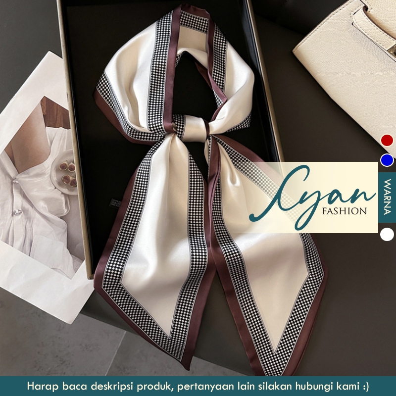 "Tirra" Scarf Pita, Scarf Leher, Scarf Tas, Bahan High Grade Silk Immitation