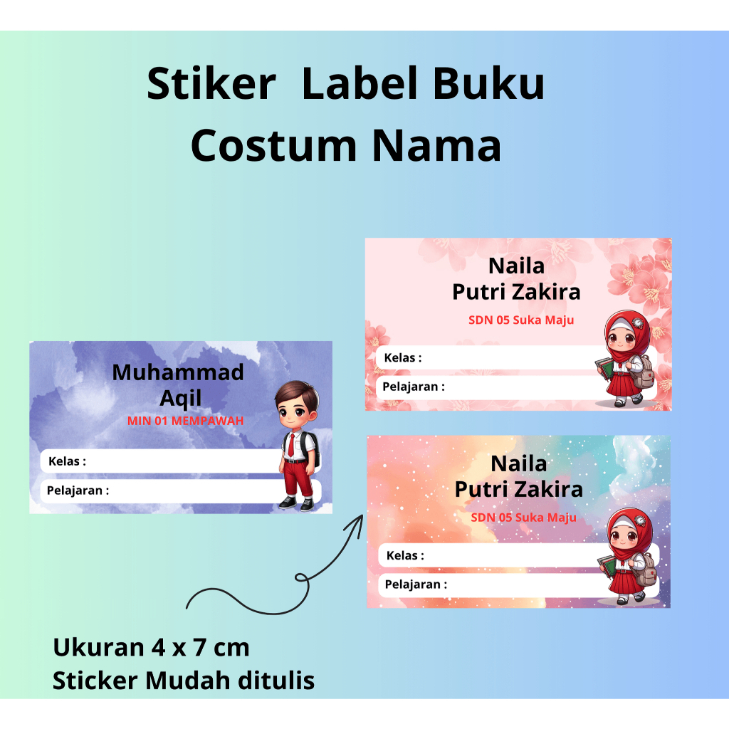 

Desain Terbaru Label Pelajaran Costum Nama dan Sekolah untuk Buku Tulis