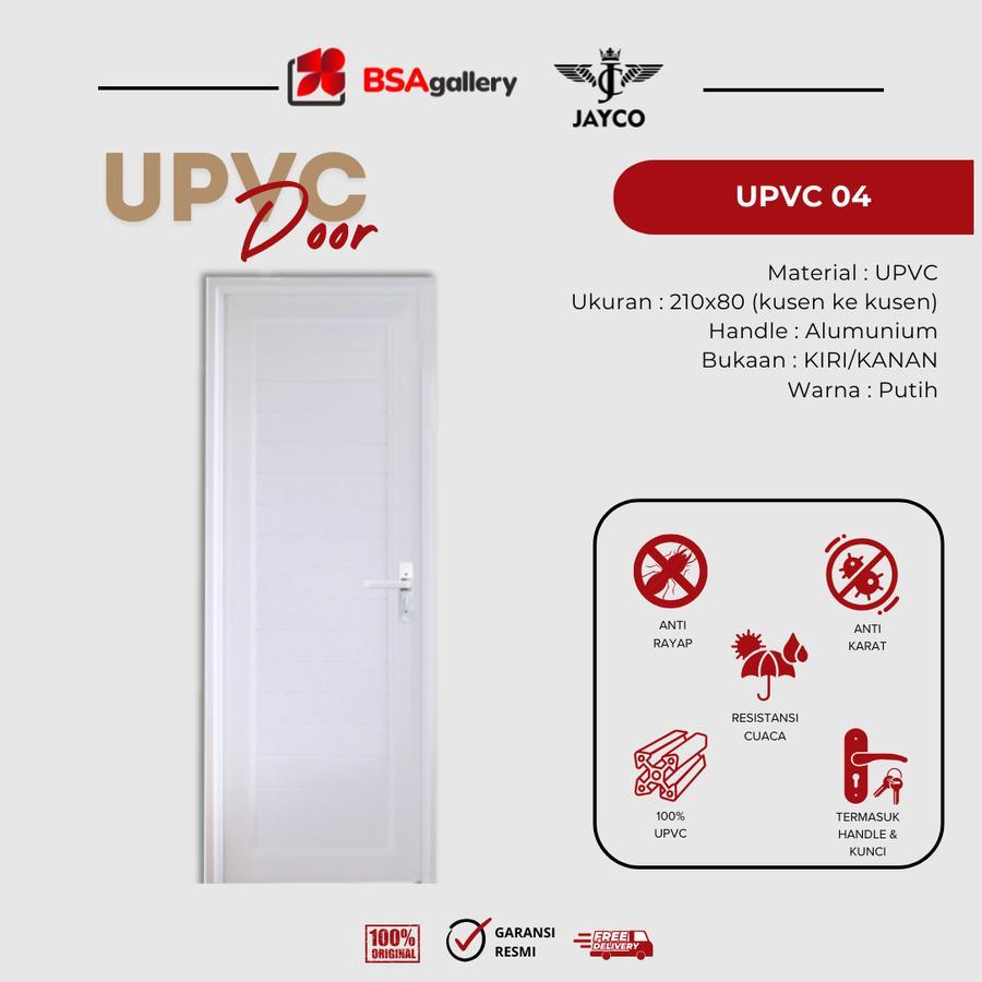 PINTU FULL UPVC 210X80 PUTIH / PINTU KAMAR TIDUR JAYCO + HANDLE KUSEN