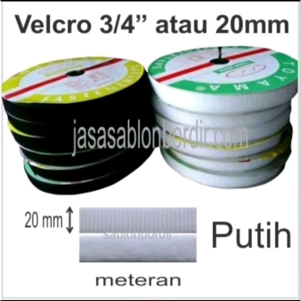 Perekat Velcro Magic Buat Baju / sepatu DLL. Tape kretekan Lebar 3/4 per  meteran