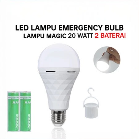 Lampu Emergency LED Lampu  Magic 2 Baterai 20 Watt Bohlam Lampu Listrik Mati Darurat
