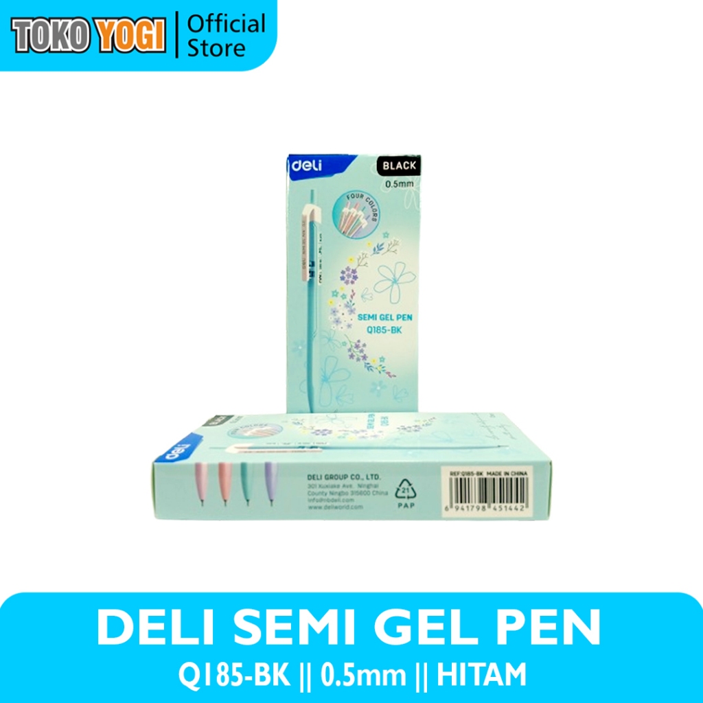 

DELI SEMI GEL PEN Q185-BK 0.5mm TINTA HITAM || 1 PACK (12pcs)