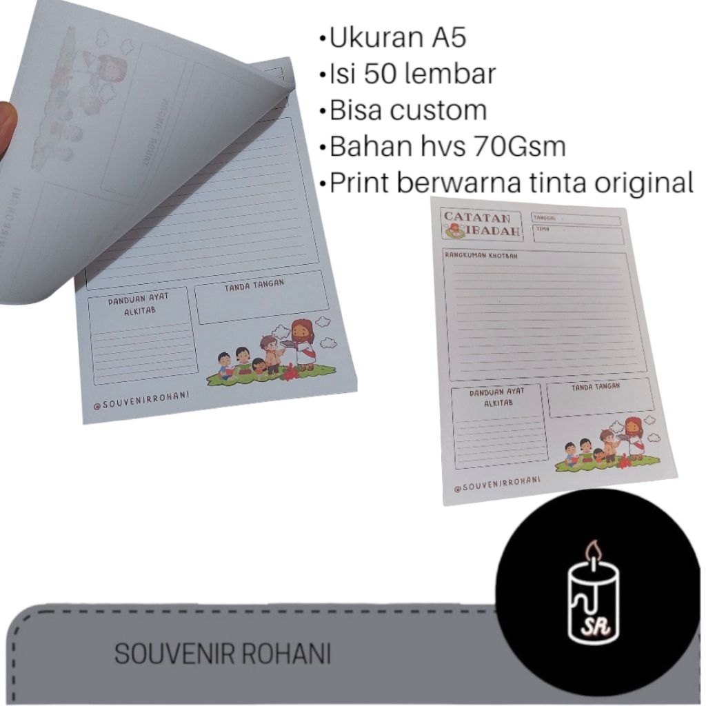 

Memo Pad Firman Tuhan ukuran A5. Lembar Rangkuman Ibadah Anak Sekolah Minggu / Buku Catatan Notepad Rangkuman Renungan Harian