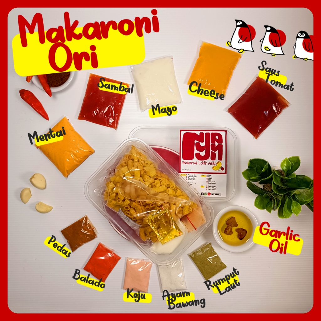 

Nyam5x Makaroni ORI + Garlic Oil mix Bumbu dan Saus Creamy