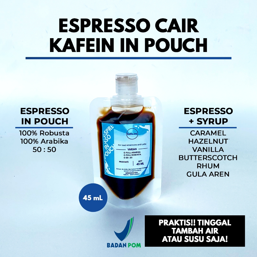 

(BLOK M) Espressso Cair in Pouch dan Espresso with Syrup 45 ml Kafein (SAMEDAY)