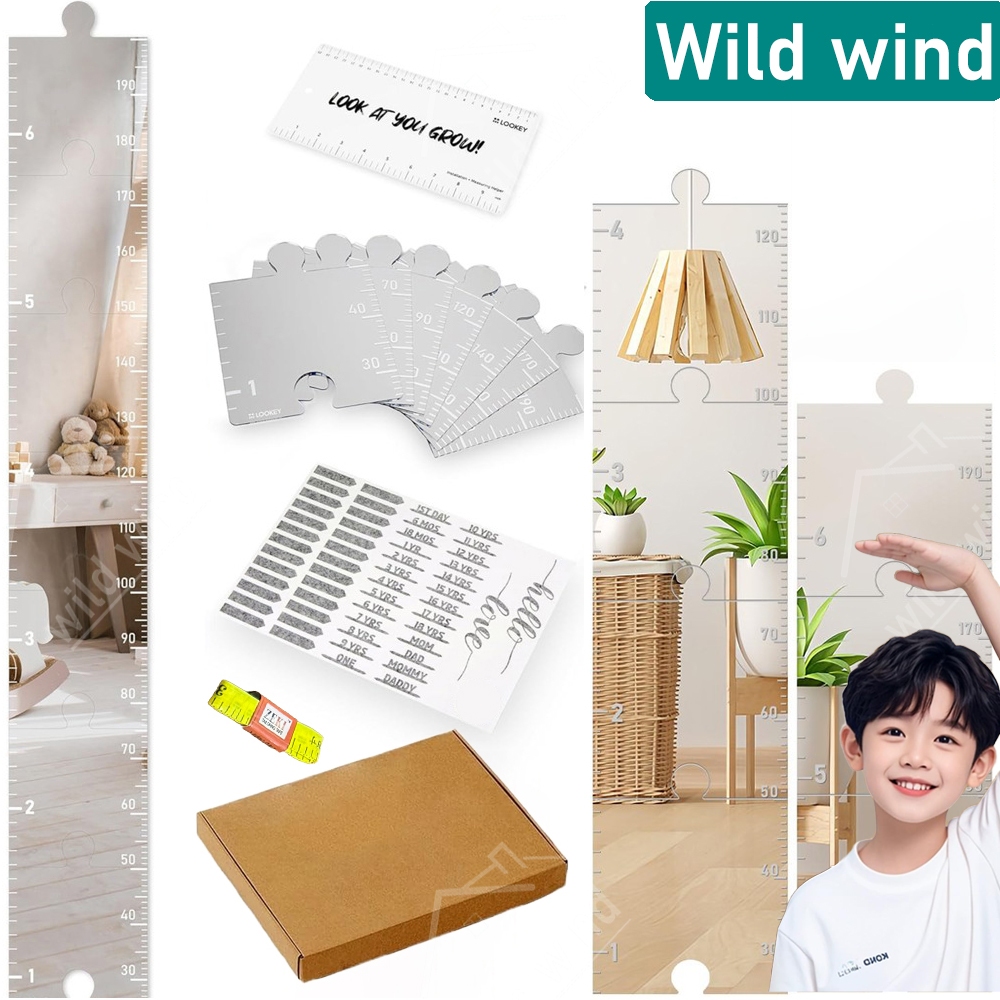 Wildwind Alat Ukur Tinggi Badan Cermin Pengukur Tinggi Badan Anak Stature Meter Cermin Dinding Akril