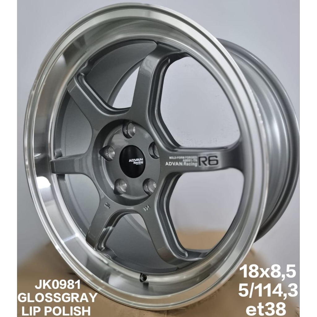 Velg Advan R6 R18 pcd 5 x 114 lebar 8.5 et 38