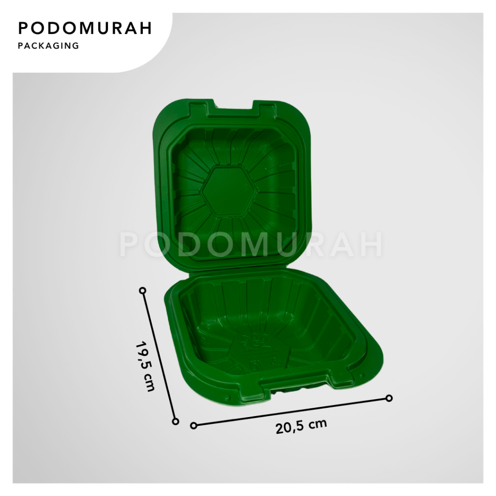 Box Merak Meal Box Merk Merak Bio Plast 88 / Wadah Makanan Kertas Meal Box Hijau tanpa Sekat