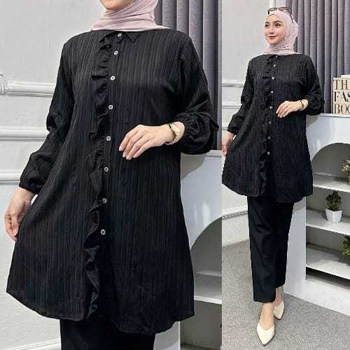 BAJU TUNIK WANITA POLOS KANCING DEPAN