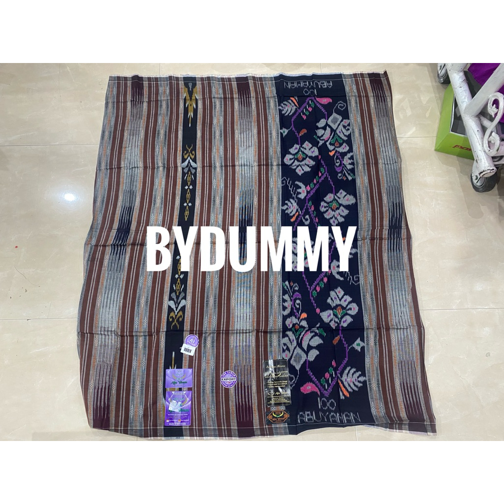 Sarung Abu Yaman Mesres Asli Warna cokelat tua sambung jahit tengah