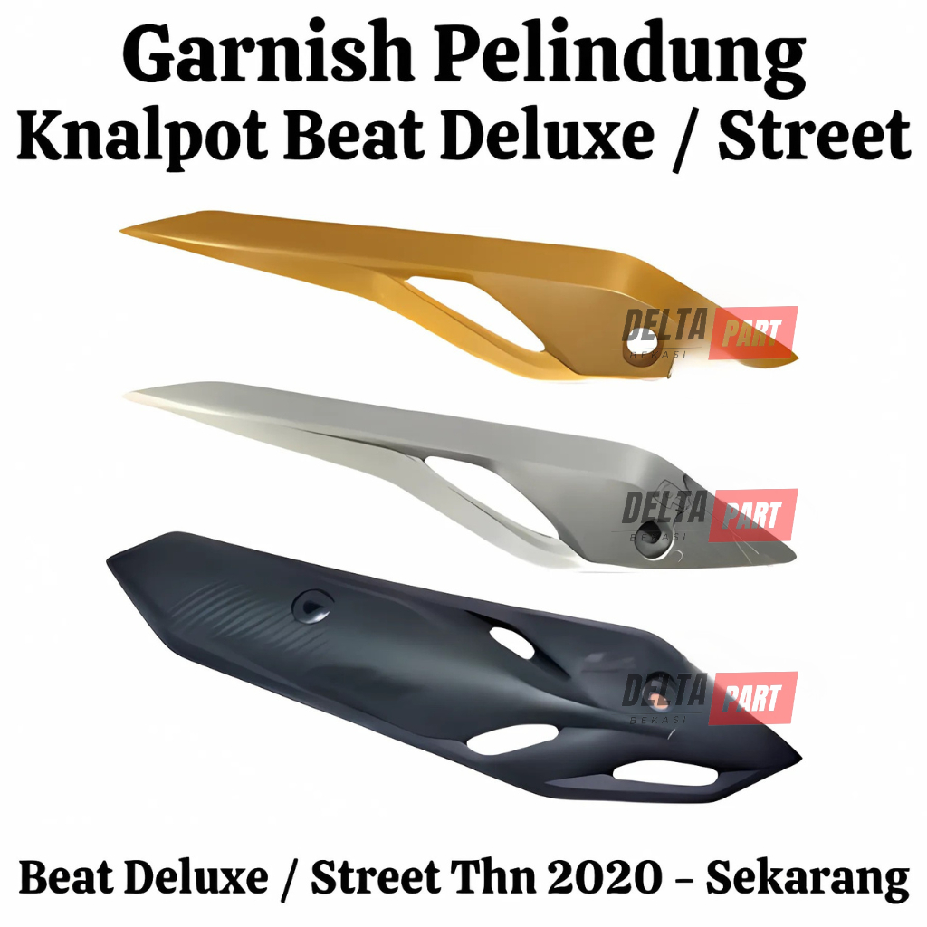 Cover tutup tameng pelindung knalpot beat deluxe street new led 2020 K1A set aksesoris garnish silve