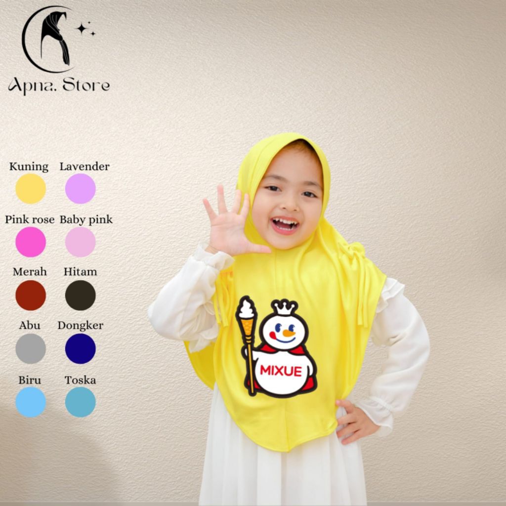 Kerudung Anak TK/Kerudung Anak SD/HIJAB ANAK MIXUE PITA DUA/Hijab Anak Apna.Store Cocok Untuk Sekola