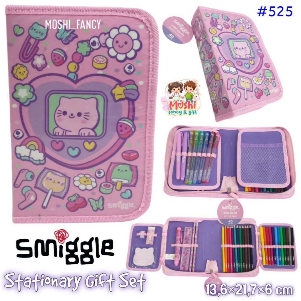 

Smiggle Midi Zip Kit Stationary Gift Set Motif Cat Pink / Pencil Case Set Smiggle Cat / Set Alat Tulis Smiggle Cat Kucing / Alat Tulis Set Smiggle Anak Perempuan Girl