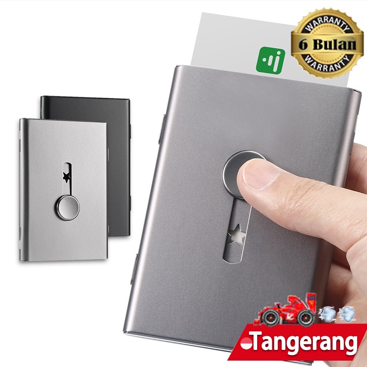

KODE E99B Kotak Kartu Nama Aluminium Tipe Geser Dorong Tangan Box Kartu Nama Premium