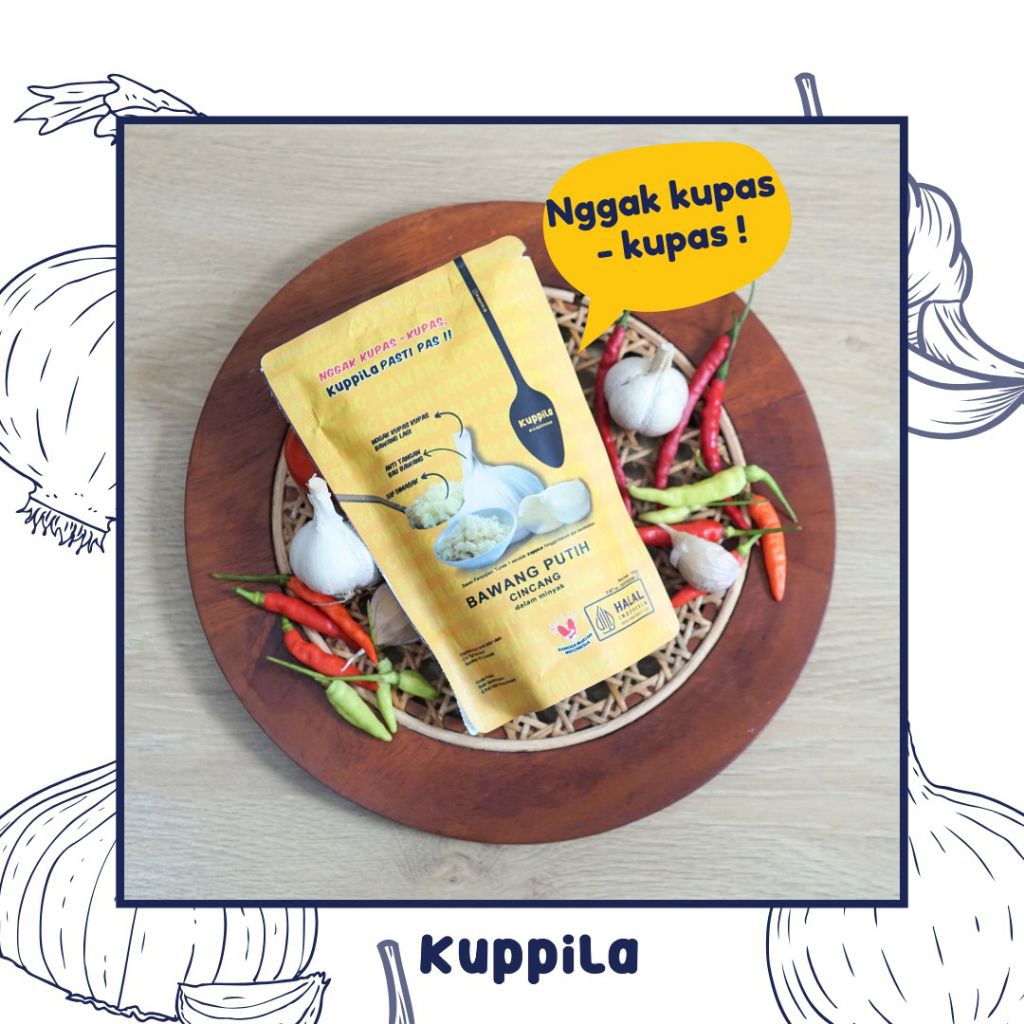 

Kuppila- bawang putih Cincang dalam minyak pouch 100gr
