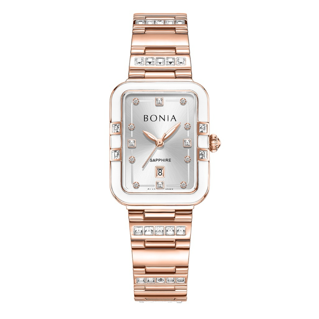 Bonia BNB10855-2517S Jam Tangan Wanita Analog Kaca Saphire-Rose Original Bergaransi Resmi