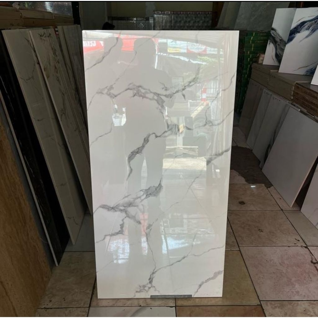 Granit Lantai 60x120 Motif marble carara putih glossy kilap keramik granit lantai dinding