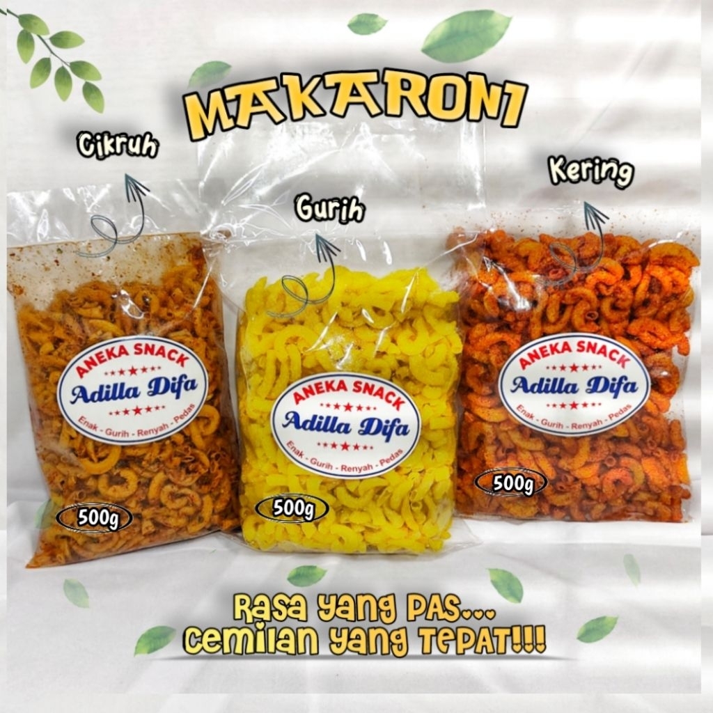 

ANEKA MAKARONI Ukuran 500 gram Gurih, Cikruh dan Kering