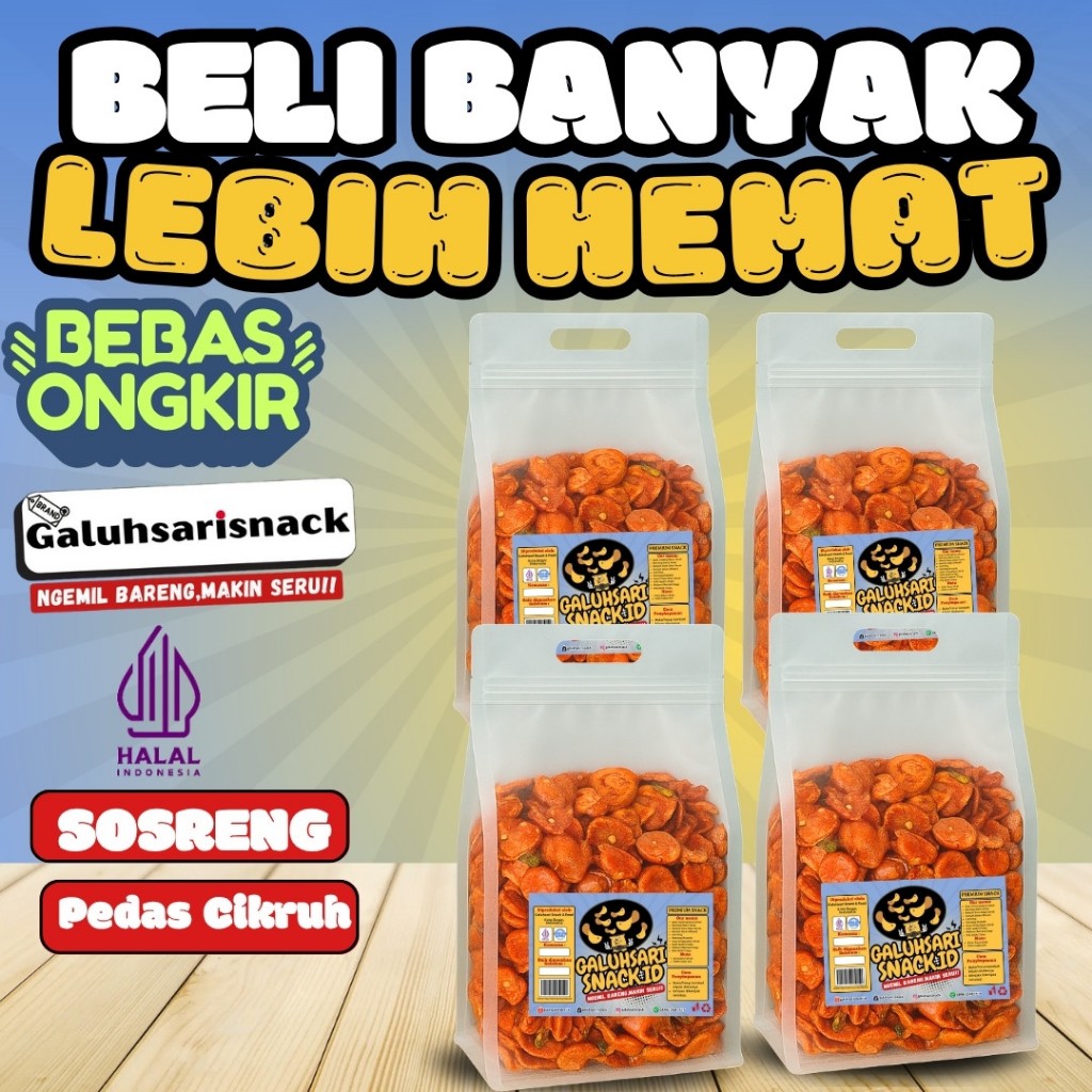 

PAKET HEMAT - Sosreng Pedas Daun Jeruk Gluhsari Bumbu Melimpah Spesial Cemilan Pedas Gratis Ongkir