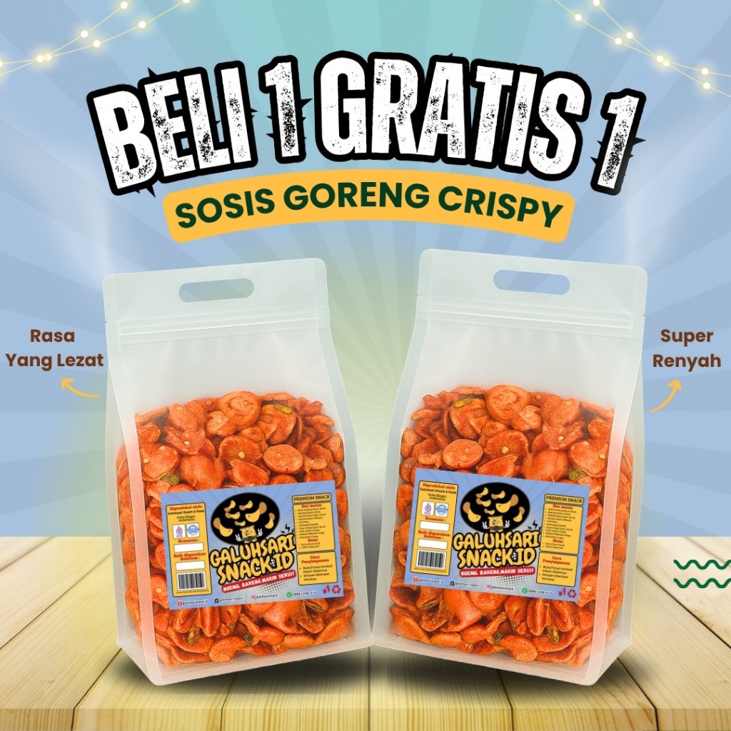 

BELI 1 BONUS 1 - Cemilan Pedas Sosis Goreng Daun Jeruk Galuhsari Viral Renyah Bumbu Cikruh Melimpah