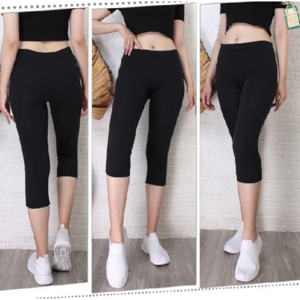 Celana leging wanita pendek 3/4 / leging wanita bawah lutut / leging wanita spandek Jersey