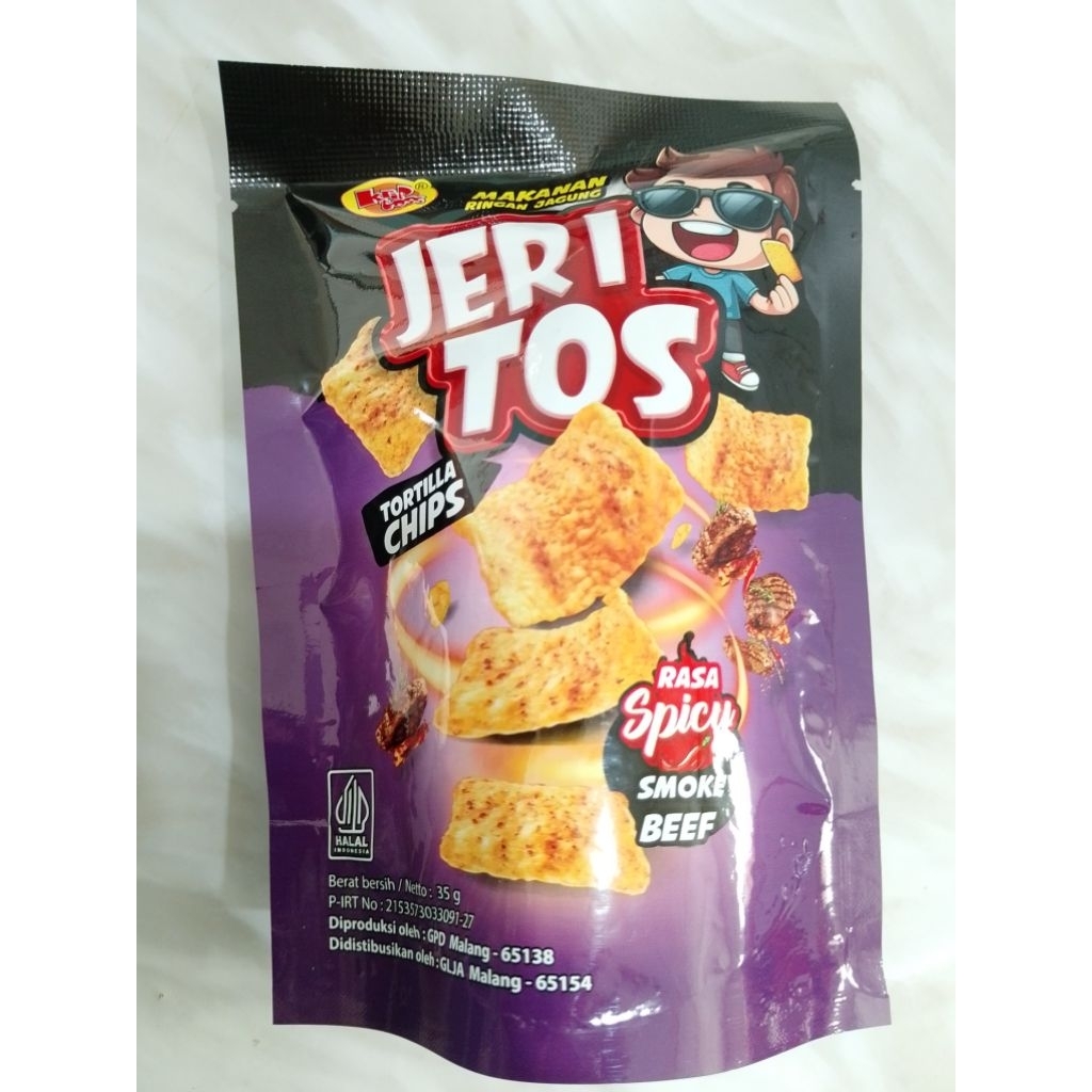 

KRIPTOSS JAGUNG Jeri Tos Tortila Chips Rasa Spicy Smokey Beef 35gram isi @10 Pack Exp 2026 Harga super terjangkau