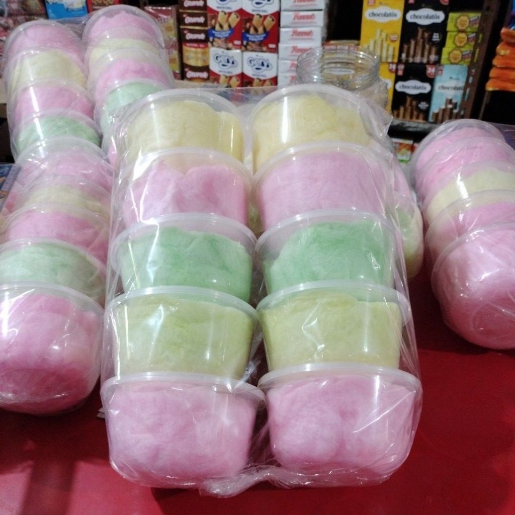 

Gulali kapuk Kembang Gula Manis Kapas Jadul isi 10 pcs/cup