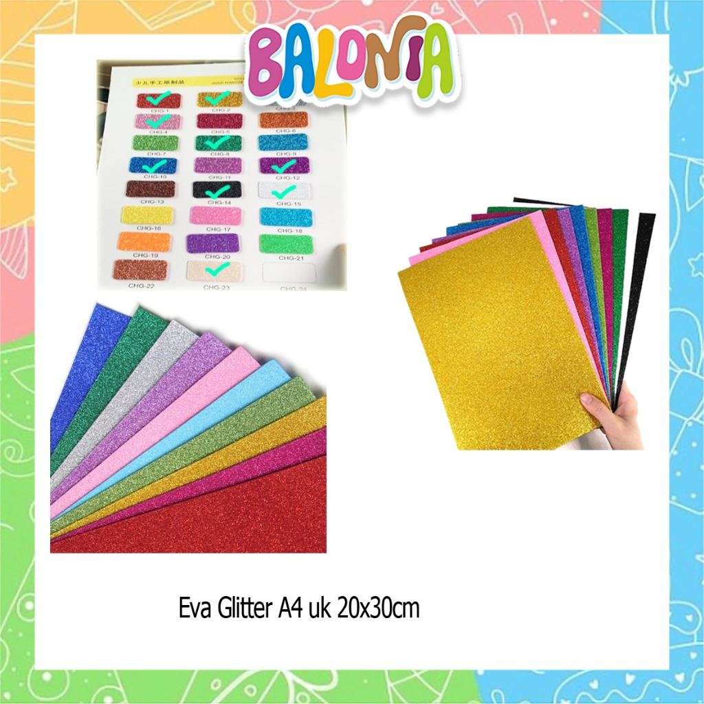 

(1 Pak isi 10lembar) Eva Glitter 20x30cm A4, eva foam glitter, busa glitter, spon eva