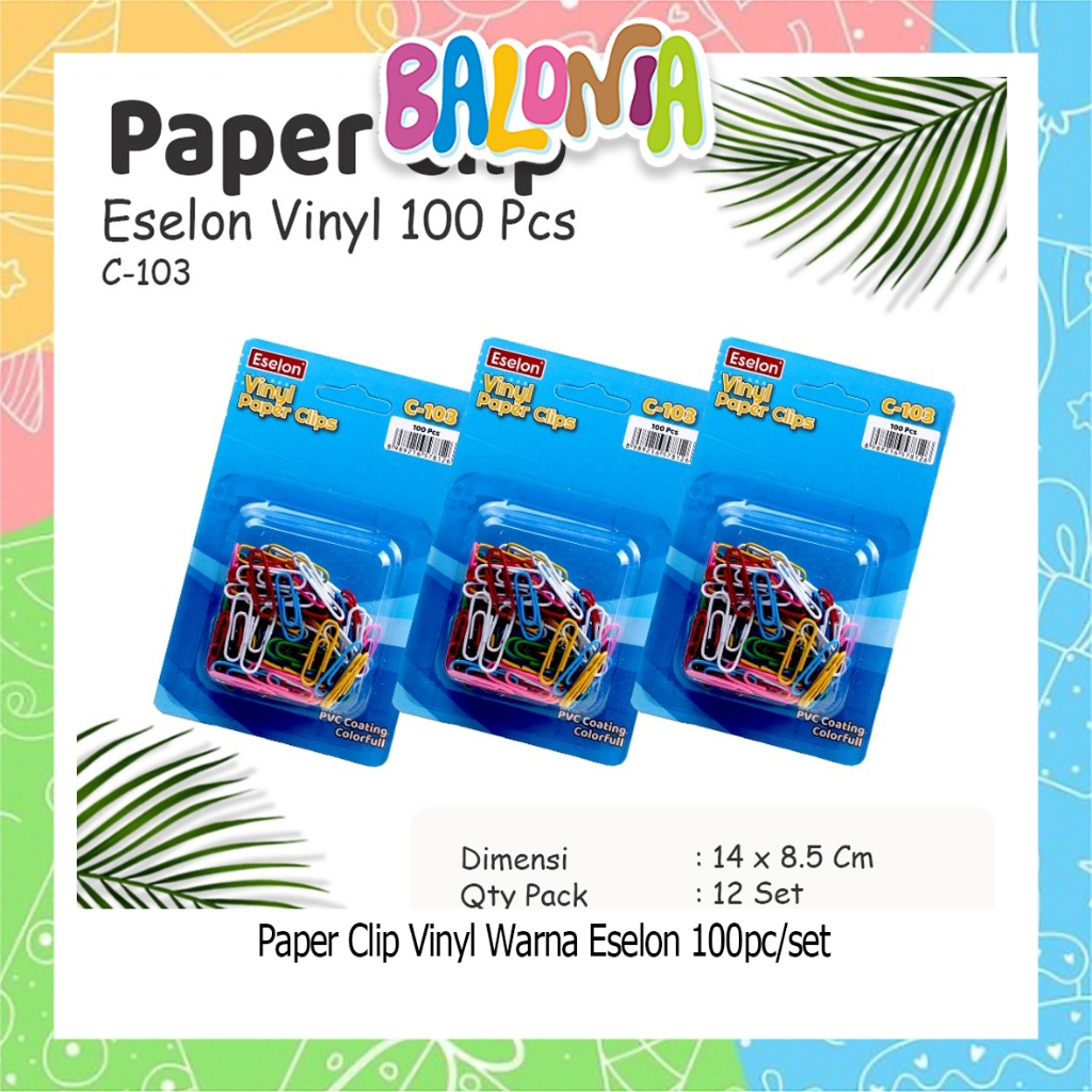 

(1Set Isi 100pcs) Paper Clip Warna Vinyl C103, klip, penjepit kertas, paper clip